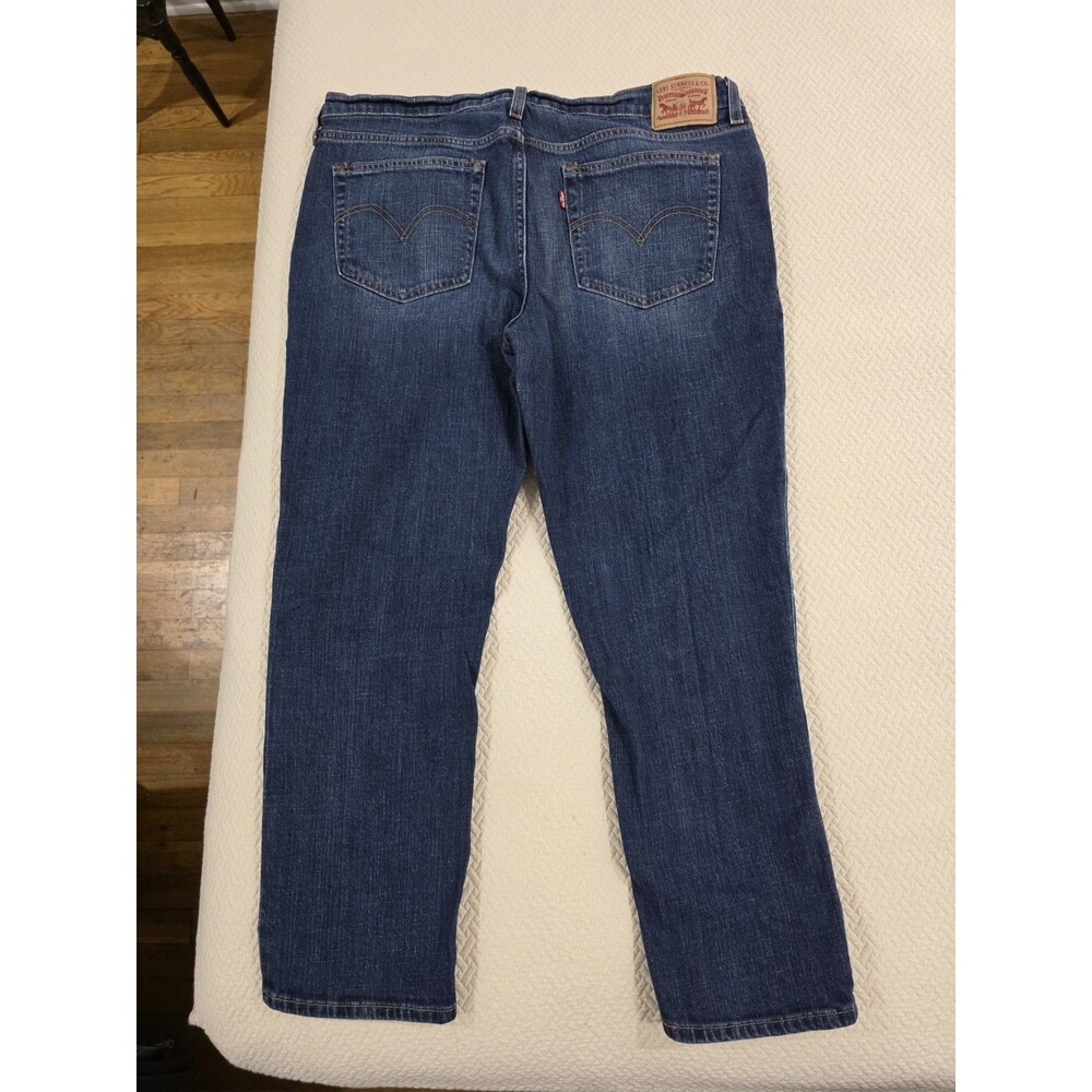 Levi's Boyfriend Jeans Size 32 Classic Medium Dark Wash Stretch Straight Leg - Picture 3 of 11